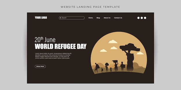 Ilustración vectorial del Día Mundial de los Refugiados, 20 de junio, plantilla de maqueta de historia de alimentación de redes sociales