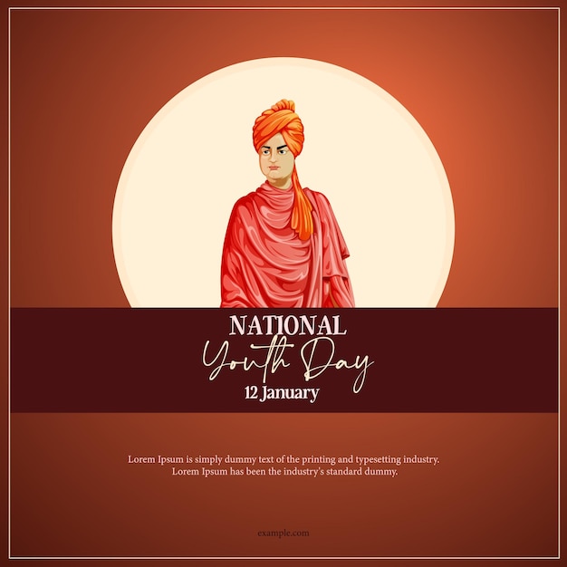 Vector ilustración vectorial del día nacional de la juventud de swami vivekananda jayanti