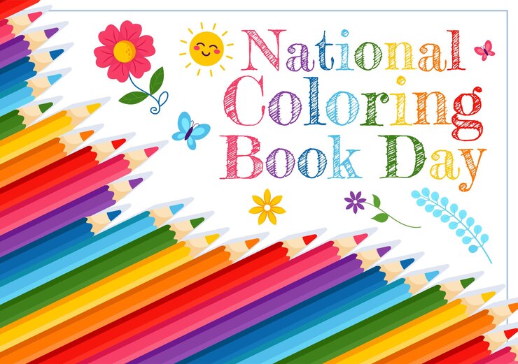 Vector ilustración vectorial del día nacional del libro de color para el 2 de agosto con lápices o lápices de colores para dibujar en un fondo de dibujos animados de estilo plano