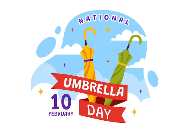 Ilustración vectorial del Día Nacional del Paraguas con paraguas en clima lluvioso o temporada de monzones