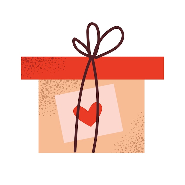 Ilustración vectorial del Día de San Valentín de una caja de regalos con un lazo Elemento romántico lindo
