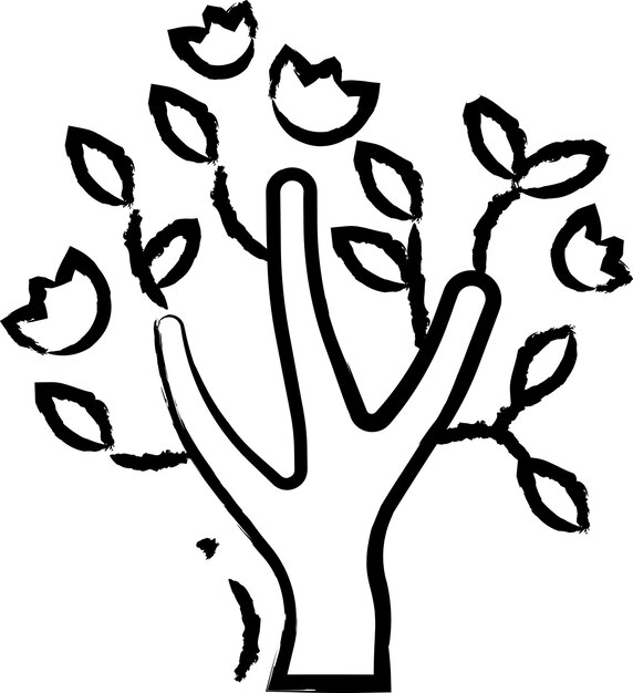 Vector ilustración vectorial dibujada a mano del árbol de magnolia