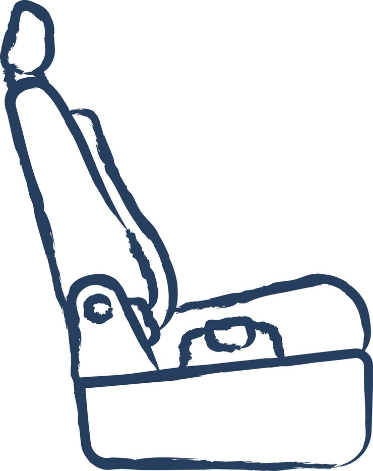 Vector ilustración vectorial dibujada a mano del asiento del automóvil