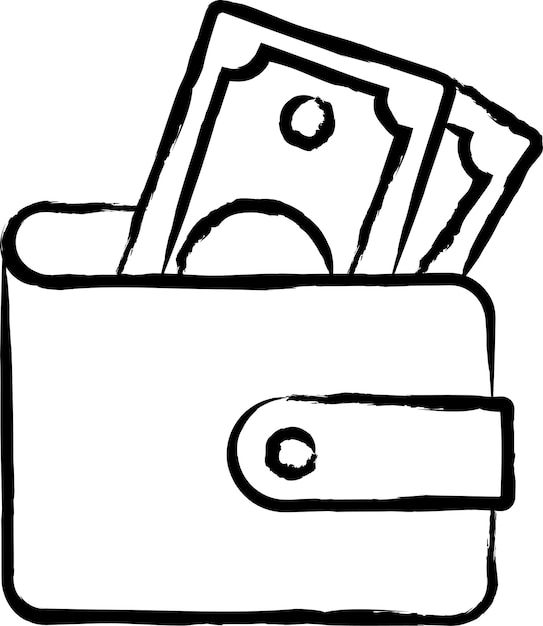 Ilustración vectorial dibujada a mano de la billetera