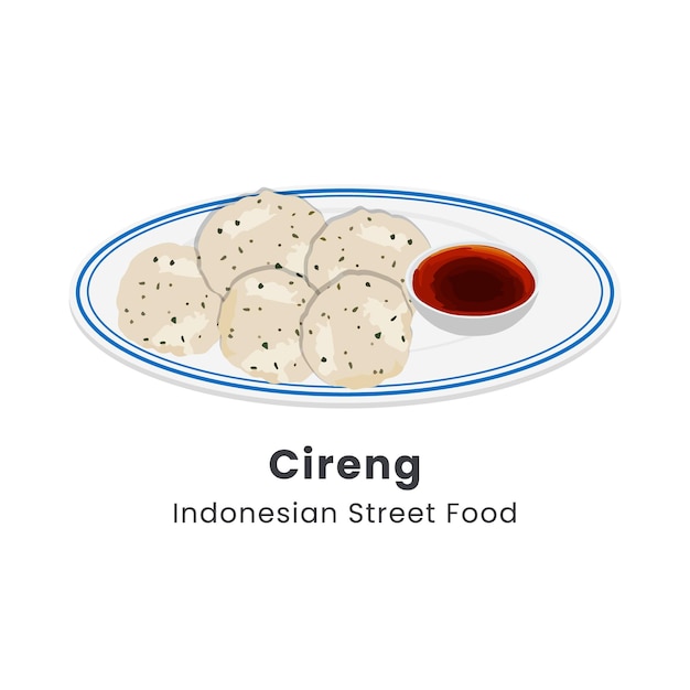 Ilustración vectorial dibujada a mano del bocadillo tradicional indonesio Cireng