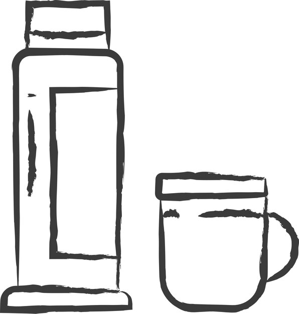 Ilustración vectorial dibujada a mano de la botella térmica