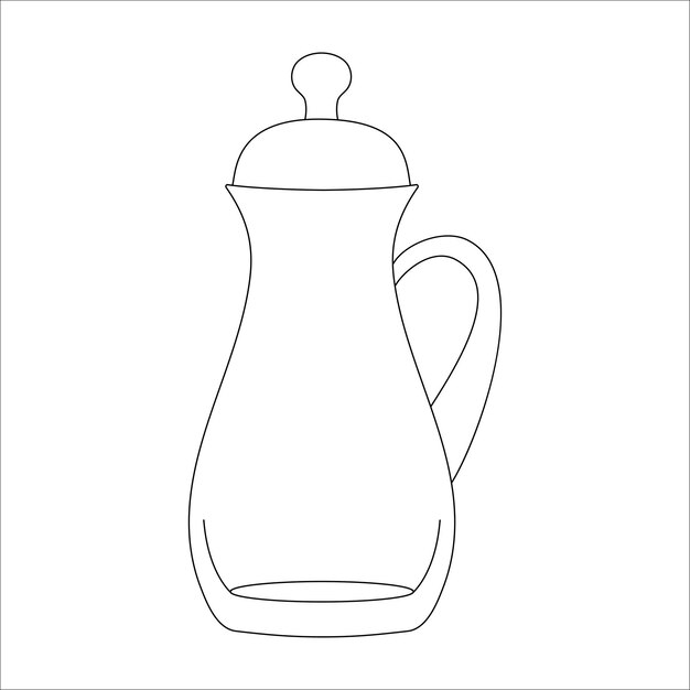 Ilustración vectorial dibujada a mano de una cafetera con circuito negro sin relleno en fondo blanco