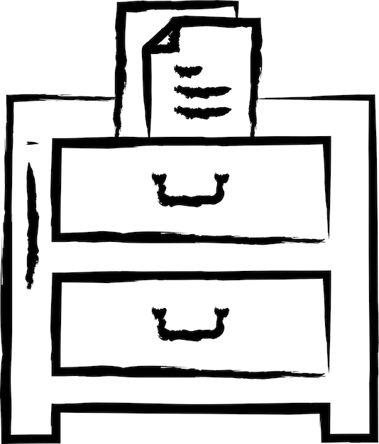 Ilustración vectorial dibujada a mano por el cajón de archivos