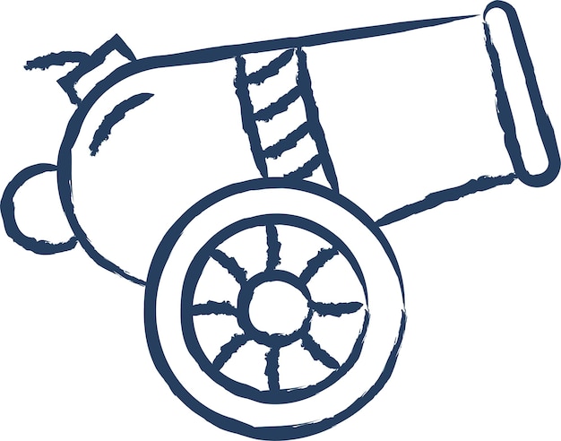 Ilustración vectorial dibujada a mano del cañón