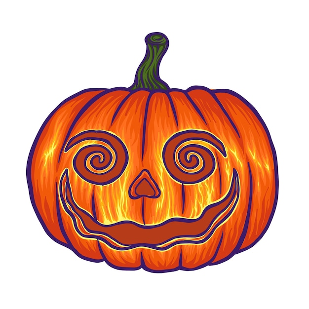 Ilustración vectorial dibujada a mano de cara de calabaza para halloween