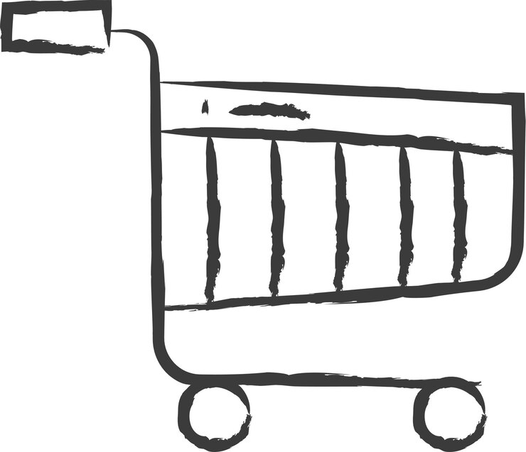 Vector ilustración vectorial dibujada a mano del carrito