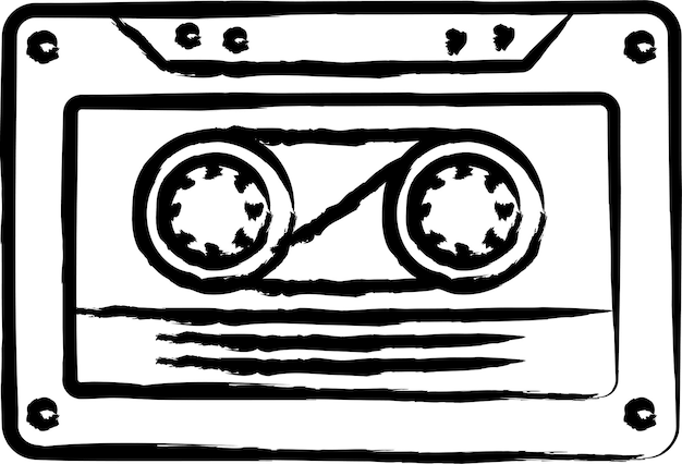 Vector ilustración vectorial dibujada a mano en cassette