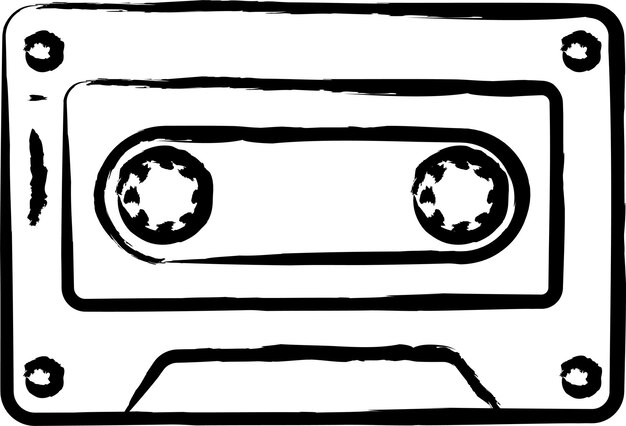 Ilustración vectorial dibujada a mano en cassette