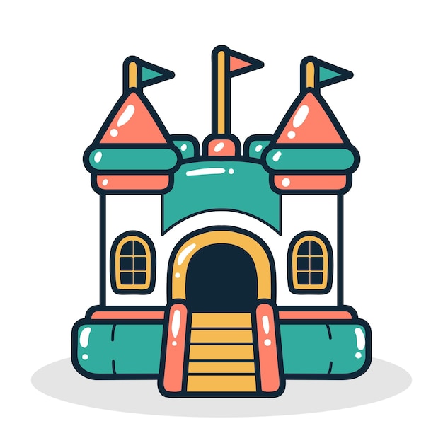Ilustración vectorial dibujada a mano del castillo saltador