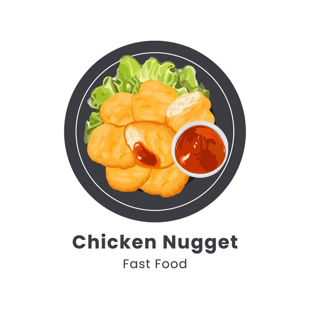 Ilustración vectorial dibujada a mano de Chicken Nugget