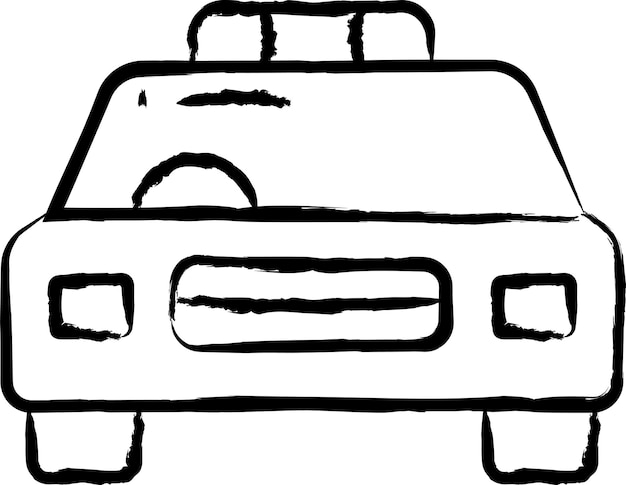 Ilustración vectorial dibujada a mano del coche de policía