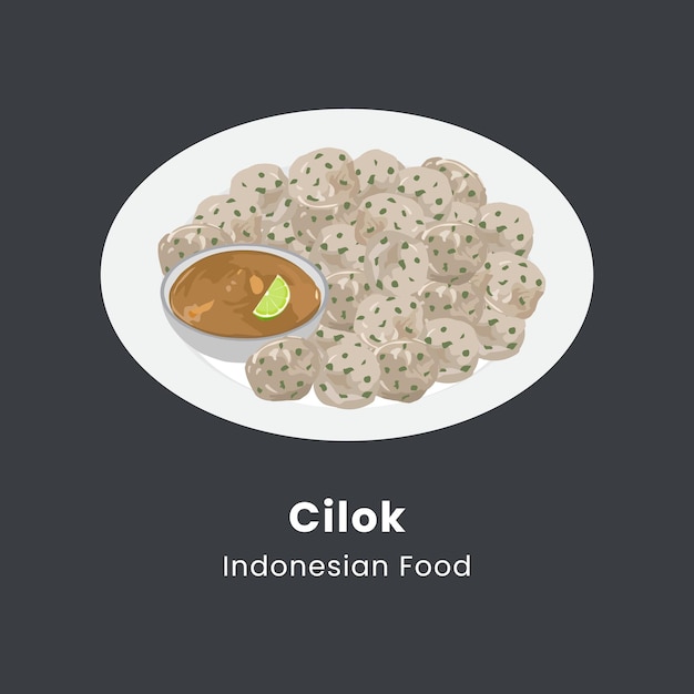 Ilustración vectorial dibujada a mano de la comida indonesia cilok