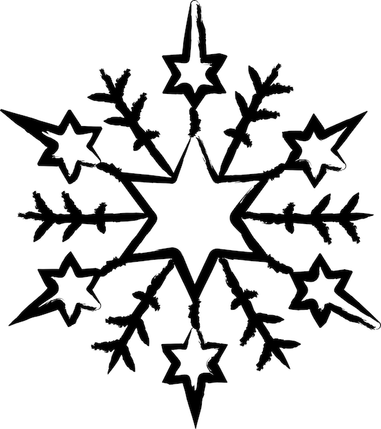 Vector ilustración vectorial dibujada a mano del copo de nieve