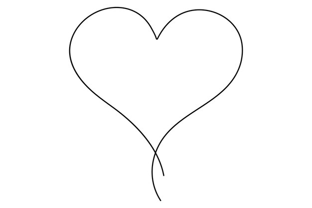 Ilustración vectorial dibujada a mano de un corazón en una línea continua