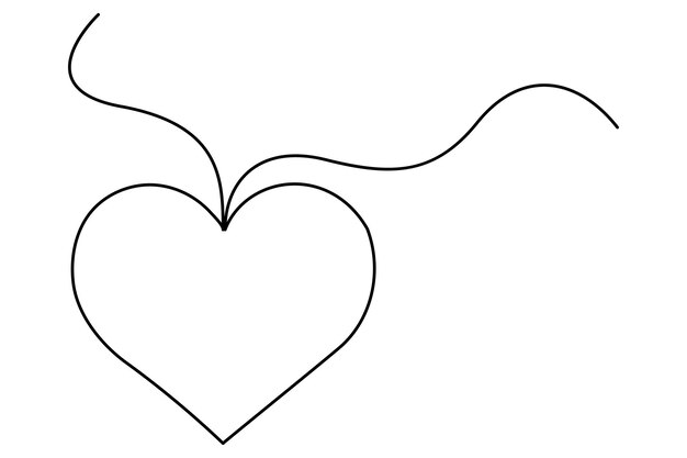 Ilustración vectorial dibujada a mano de un corazón en una línea continua