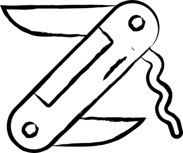 Vector ilustración vectorial dibujada a mano con un cuchillo de bolsillo