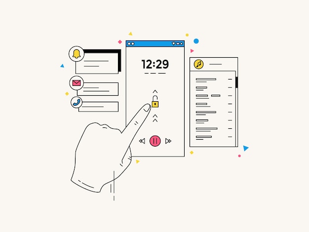 Ilustración vectorial dibujada a mano para el diseño de interacción para la UI UX