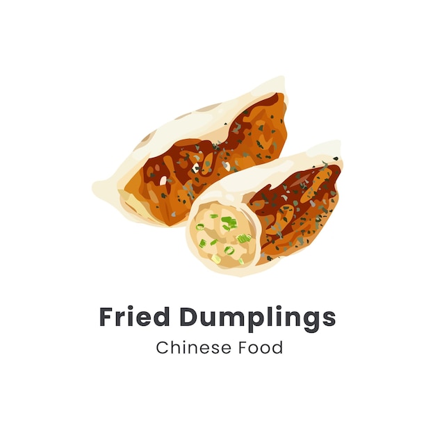 Ilustración vectorial dibujada a mano de dumplings fritos