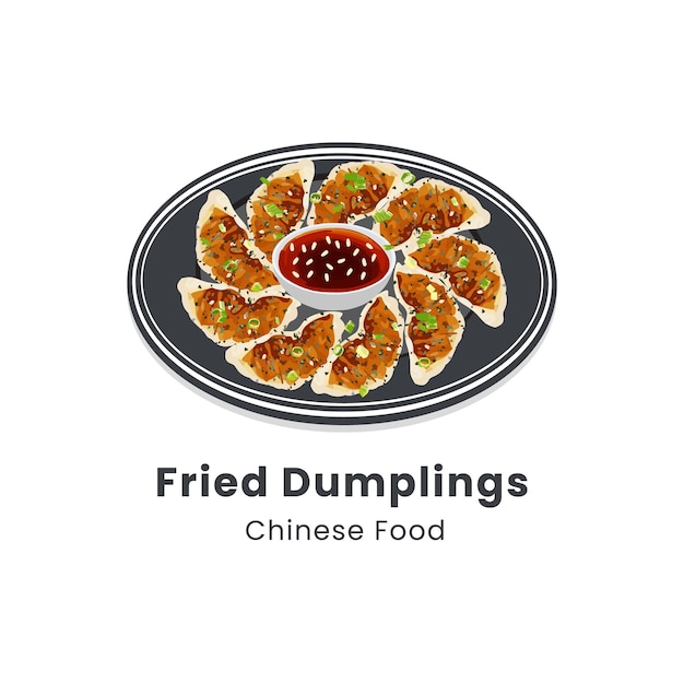 Ilustración vectorial dibujada a mano de dumplings fritos