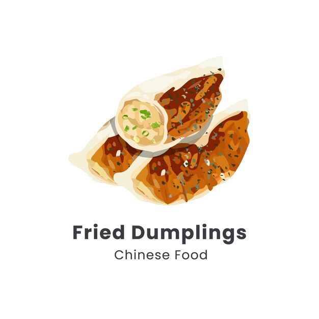Ilustración vectorial dibujada a mano de dumplings fritos