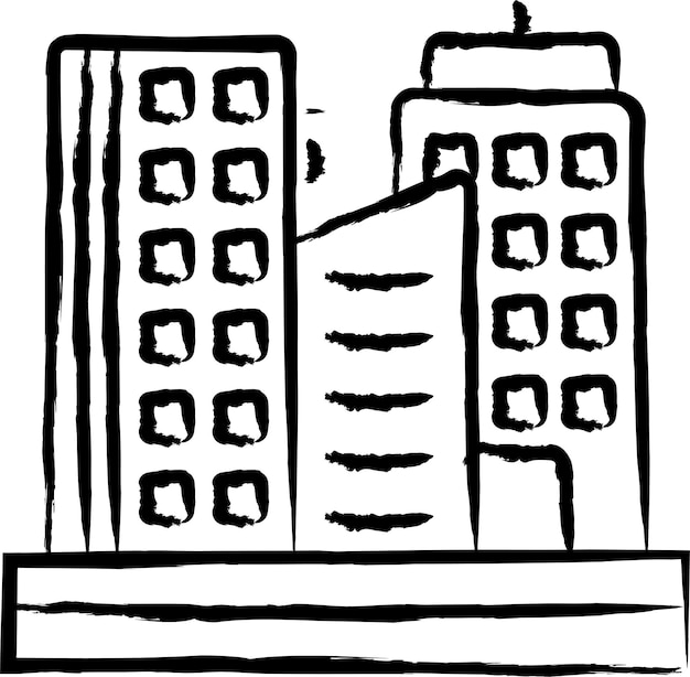 Ilustración vectorial dibujada a mano del edificio de la compañía
