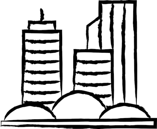 Ilustración vectorial dibujada a mano de un edificio de oficinas