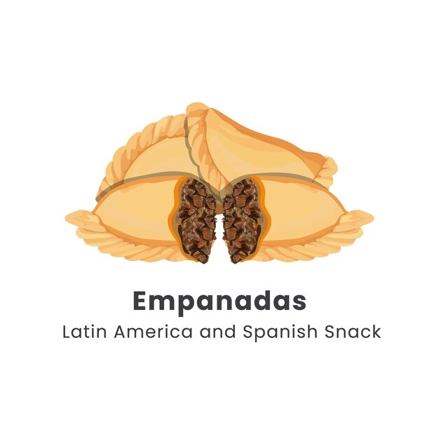Ilustración vectorial dibujada a mano de Empanadas o pasteles fritos de comida latinoamericana y española