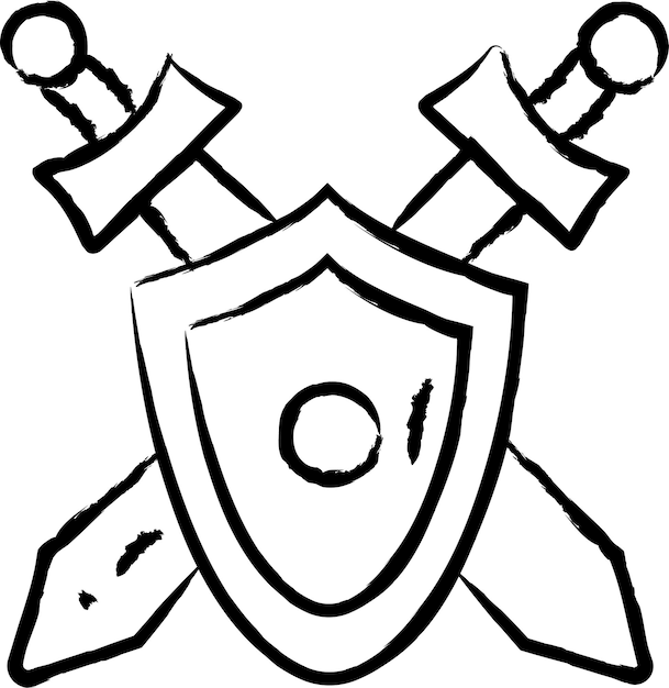 Ilustración vectorial dibujada a mano del Escudo del Guerrero