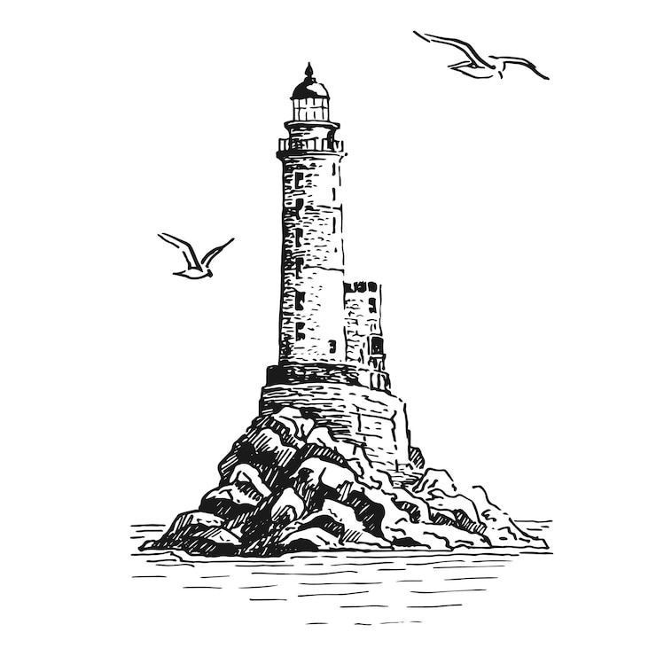Vector ilustración vectorial dibujada a mano del faro