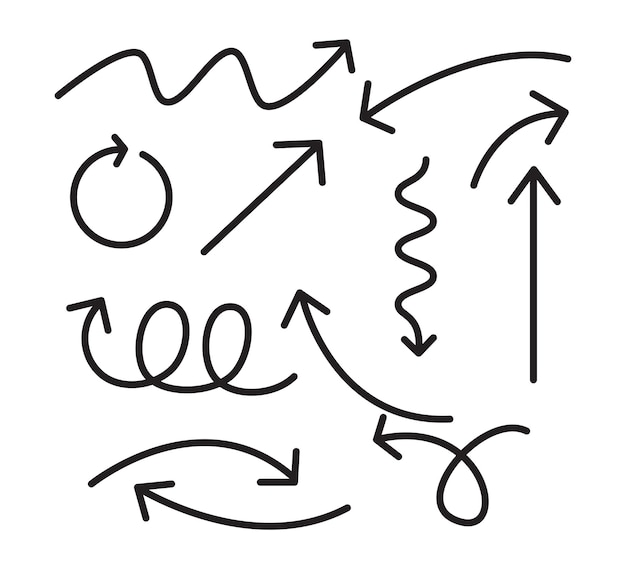 Ilustración vectorial dibujada a mano con flecha