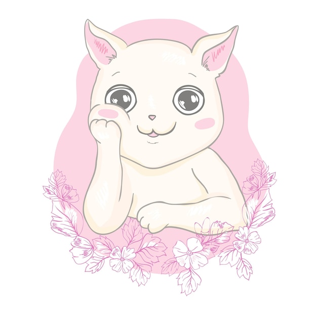 Vector ilustración vectorial dibujada a mano de un gato unicornio divertido kawaii con eslogan frase im cutie objetos aislados sobre fondo blanco dibujo lineal concepto de diseño para impresión infantil