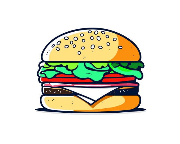 Vector ilustración vectorial dibujada a mano de una hamburguesa