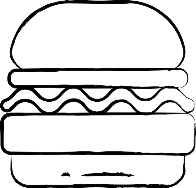 Vector ilustración vectorial dibujada a mano de la hamburguesa