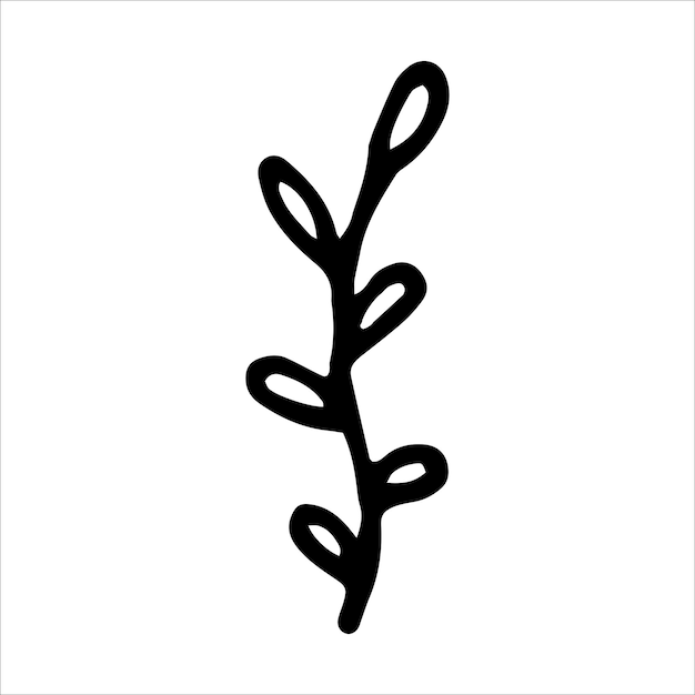 Ilustración vectorial dibujada a mano con hojas aisladas sobre un fondo blanco