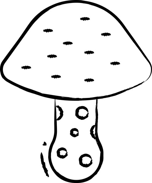 Ilustración vectorial dibujada a mano del hongo de la tapa roja
