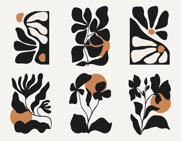Ilustración vectorial dibujada a mano Ilustración folclórica dibujada de flores y carteles del Y2K Vector
