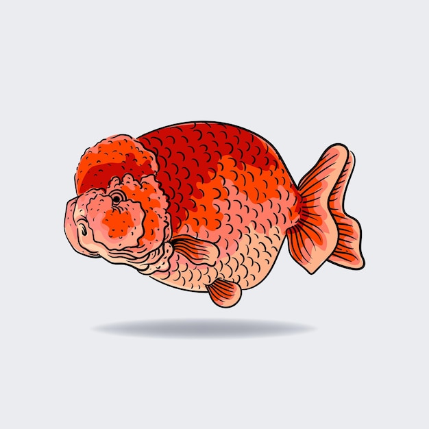 Ilustración vectorial dibujada a mano de un lindo pez dorado Esbozo de una colección de peces de color minimalista