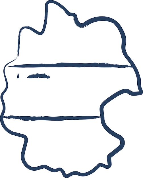 Vector ilustración vectorial dibujada a mano del mapa de alemania