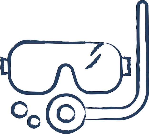 Ilustración vectorial dibujada a mano de la máscara de snorkel