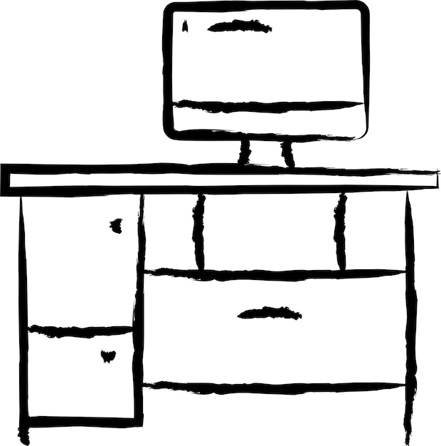 Ilustración vectorial dibujada a mano en una mesa de computadora