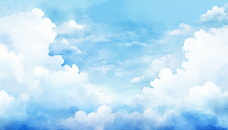 Vector ilustración vectorial dibujada a mano de nubes y cielo en acuarela