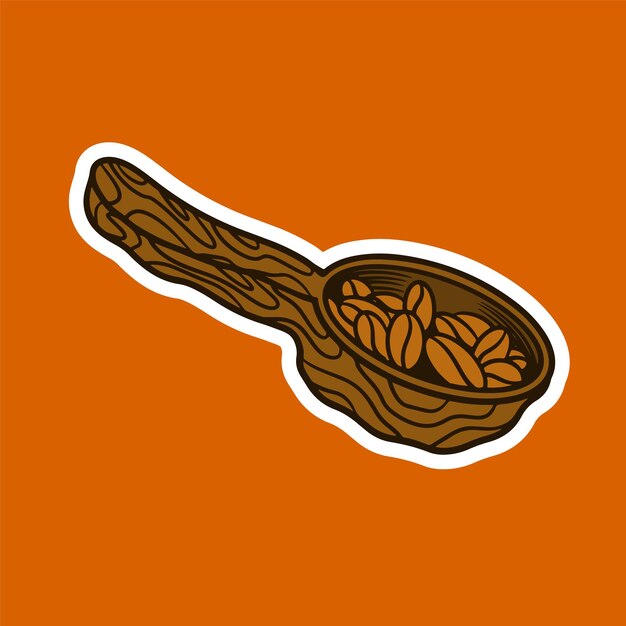 Ilustración vectorial dibujada a mano de la pala de café