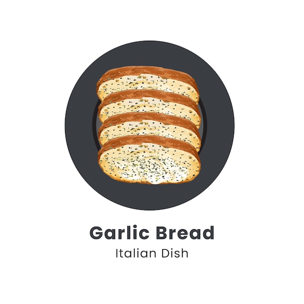Ilustración vectorial dibujada a mano de pan de queso y ajo