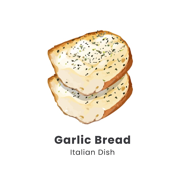 Ilustración vectorial dibujada a mano de pan de queso y ajo