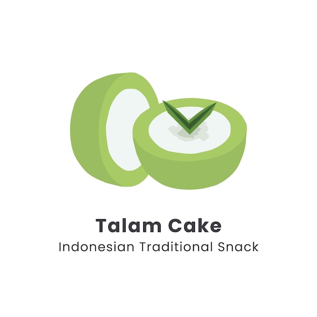 Ilustración vectorial dibujada a mano de pastel de talam o en indonesia llamado kue talam con hojas de pandan